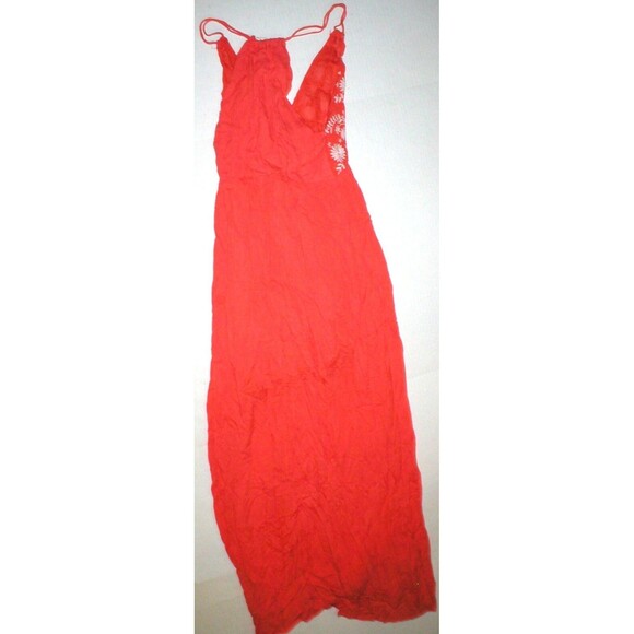 New Womens M NWT Maxi Dress Long Orange White Embroidery Romeo Juliet Couture - Picture 4 of 4